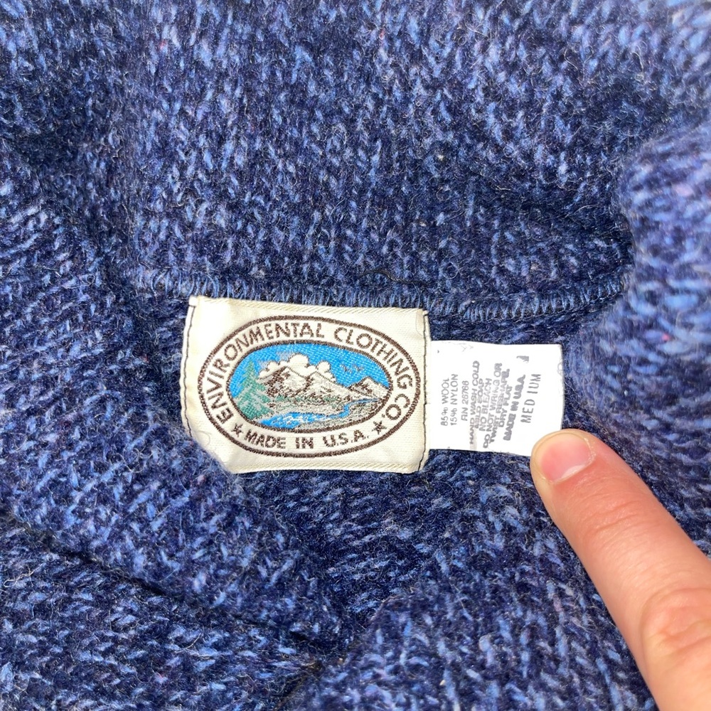 Men's Shawl Collar Blue Sweater by Environmental Clothing Co. MADE IN USA